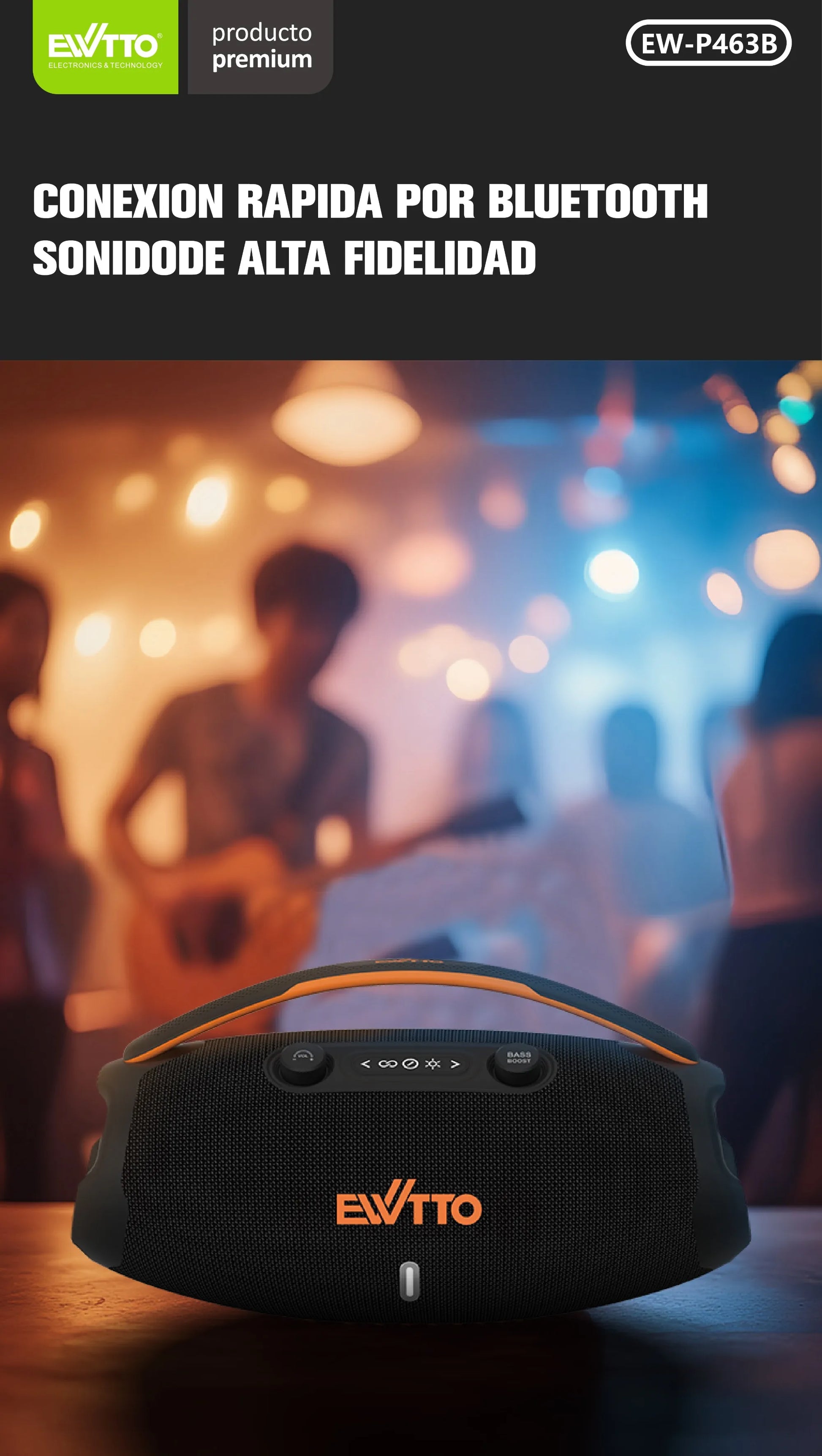 🔊 Parlante Bluetooth de 60W con TWS, IPX5 y 2 bocinas de 78mm. Ideal para exteriores. Hasta 8 horas de música potente. ¡Compra ahora!