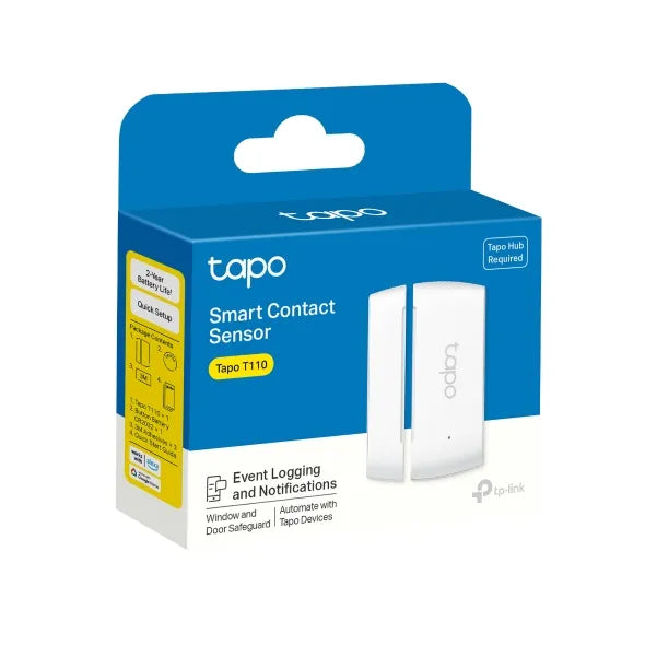 Sensor de contacto Tapo T110 para puertas y ventanas. Notificaciones en tiempo real, automatización inteligente. Compatible con Hub Tapo H100.