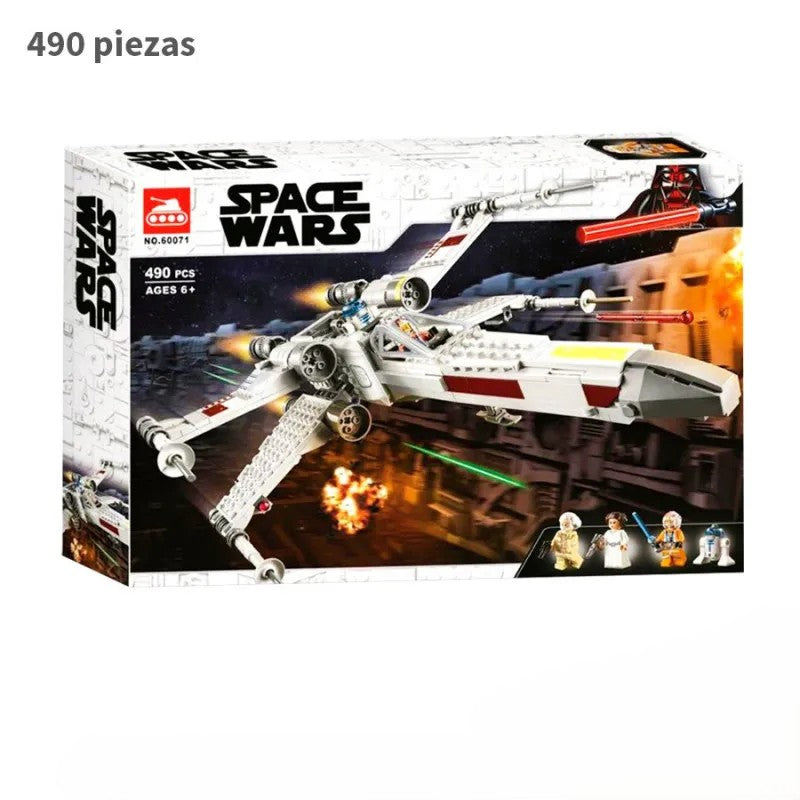 Construye la X-Wing White de Luke Skywalker con este set de 490 piezas de Space Wars. Incluye manual de armado. Ideal para coleccionistas y fans de Star Wars.