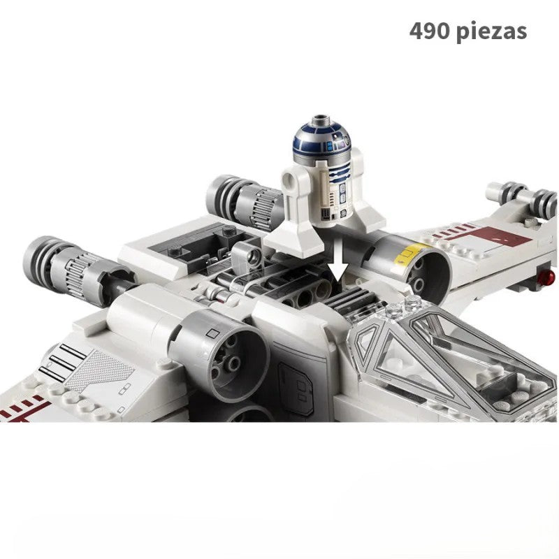 Construye la X-Wing White de Luke Skywalker con este set de 490 piezas de Space Wars. Incluye manual de armado. Ideal para coleccionistas y fans de Star Wars.