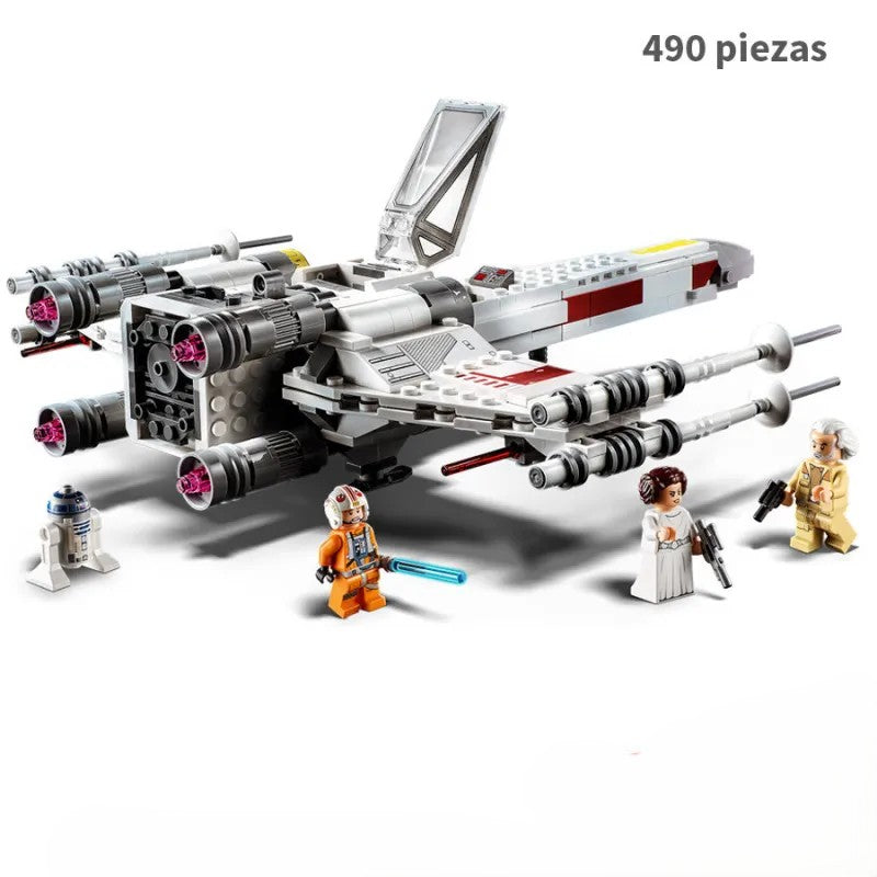 Construye la X-Wing White de Luke Skywalker con este set de 490 piezas de Space Wars. Incluye manual de armado. Ideal para coleccionistas y fans de Star Wars.