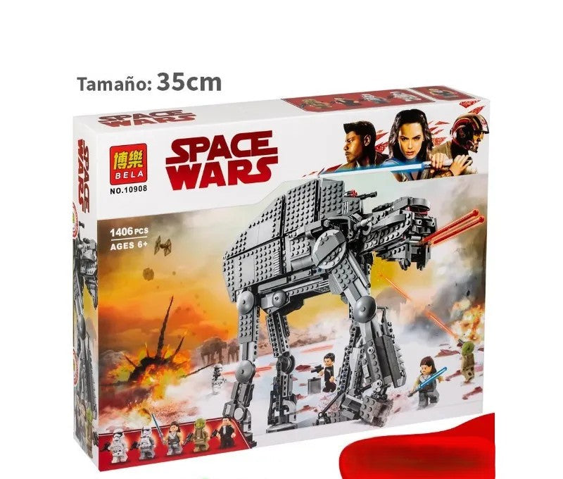 Construye el poderoso AT-M6 Walker con este set de 1406 piezas de Space Wars. Ideal para coleccionistas, fans de Star Wars y decoración geek. Material ABS de alta calidad.