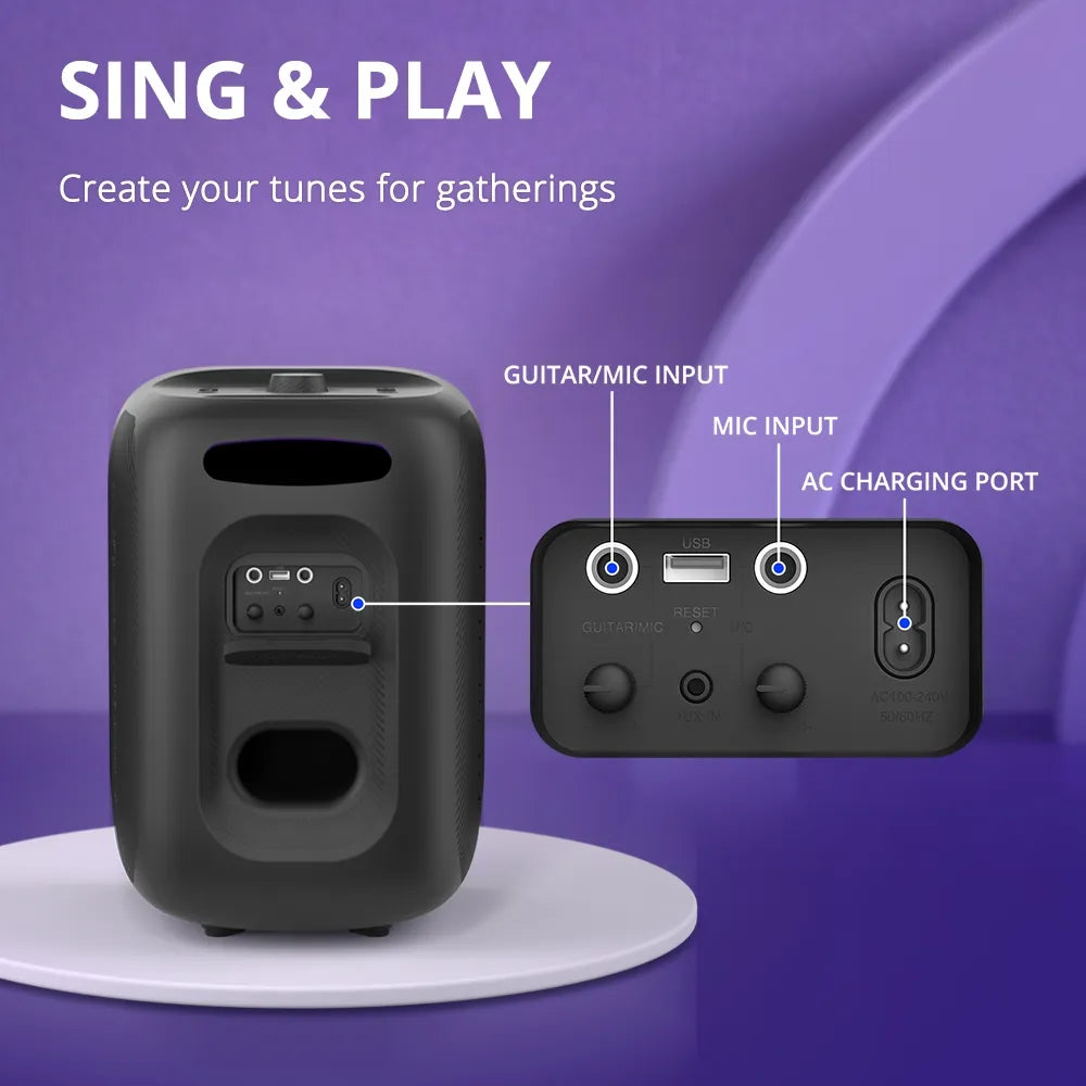 Parlante Bluetooth Tronsmart Halo 200 de 120W con karaoke, bajos potentes y luces RGB. Disponible bajo pedido con entrega en 48 horas.