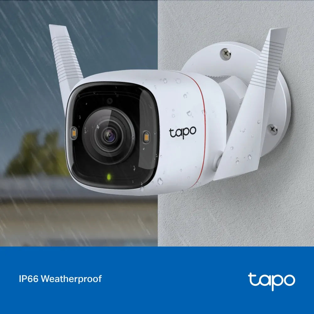Cámara exterior Tapo C320WS con 2K QHD, visión nocturna a color, conexión Wi-Fi o cable, audio bidireccional, detección y alarma. ¡Compra segura!
