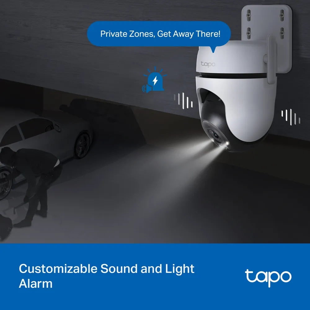 Cámara Tapo C520WS: 2K, giro 360°, visión nocturna color, detección IA, alarma personalizada y protección IP66. ¡Seguridad exterior de alto nivel!