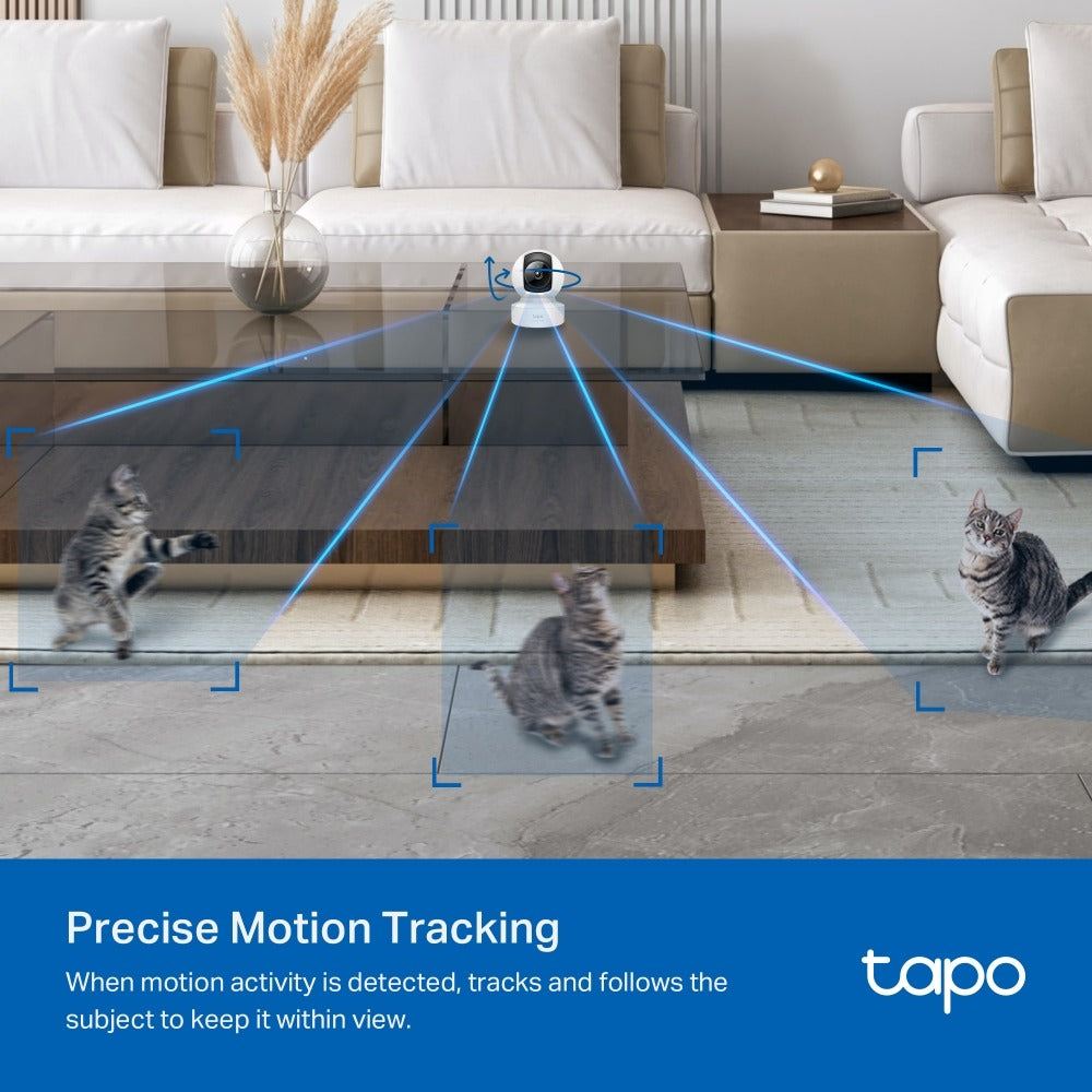 Cámara Wi-Fi Tapo C222 con resolución 2K, giro 360°, detección por IA, audio bidireccional y visión nocturna avanzada. ¡Protección total en tu celular!