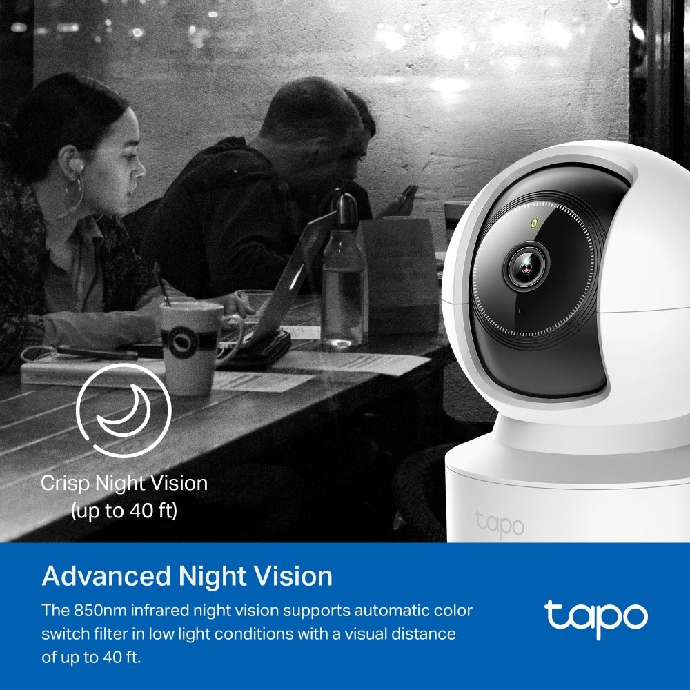 Cámara Wi-Fi Tapo C222 con resolución 2K, giro 360°, detección por IA, audio bidireccional y visión nocturna avanzada. ¡Protección total en tu celular!