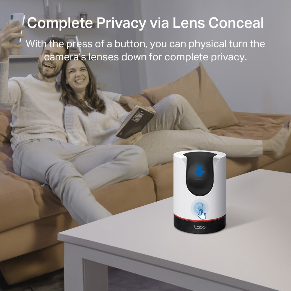 Tapo C225: cámara inteligente 2K con seguimiento, visión a color, modo privacidad, Apple HomeKit y grabación local o en la nube. ¡Compra hoy!