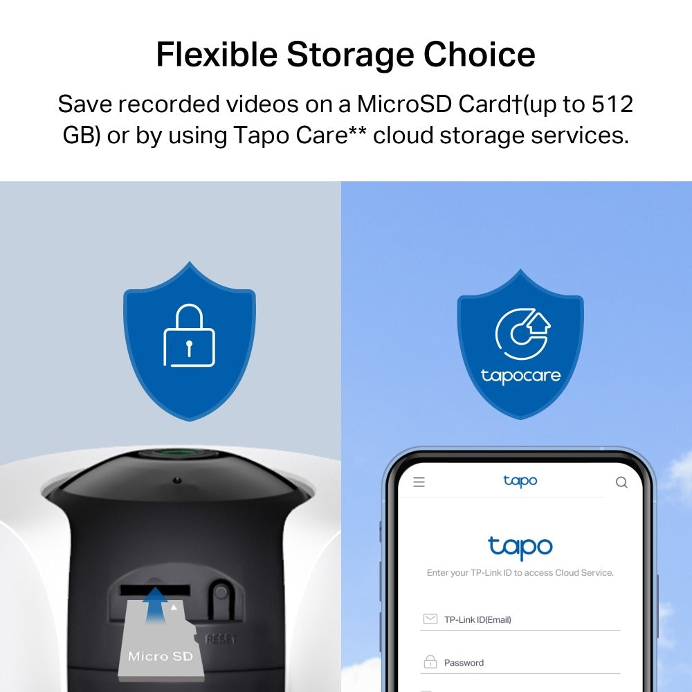 Tapo C225: cámara inteligente 2K con seguimiento, visión a color, modo privacidad, Apple HomeKit y grabación local o en la nube. ¡Compra hoy!